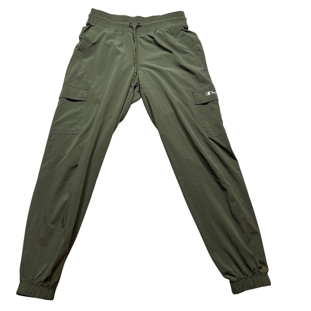 Champion Mens Olive Green Cargo Jogger Pants Elastic Waist Small #539